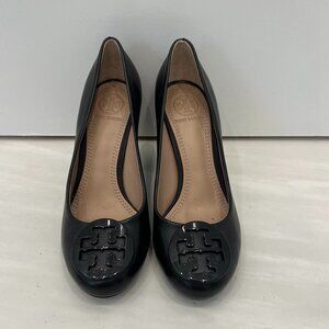 Tory Burch Janey 50 MM Calf Leather Block Heel 2'' Pumps Black Women's Size 5